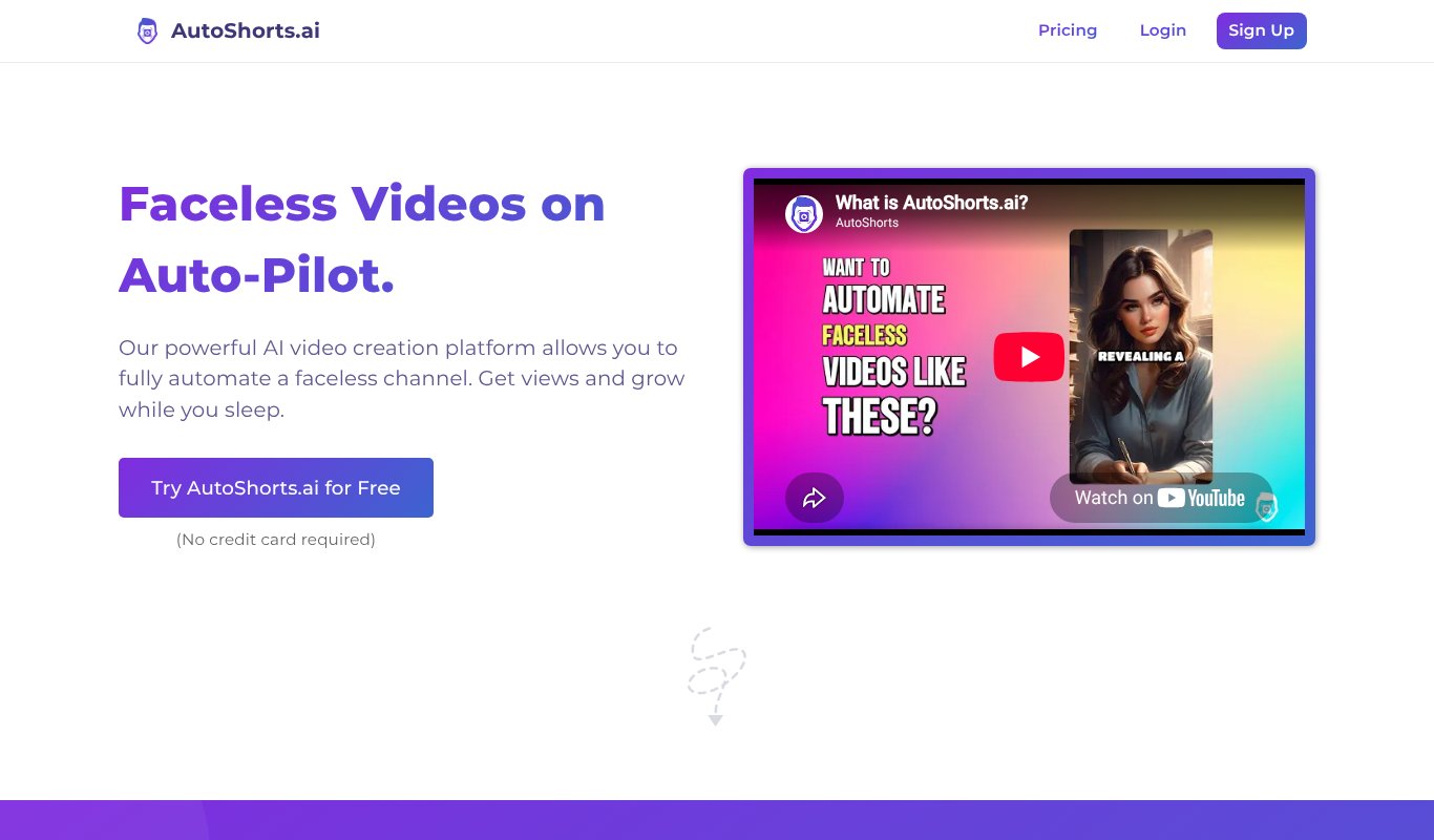 AutoShorts.ai homepage
