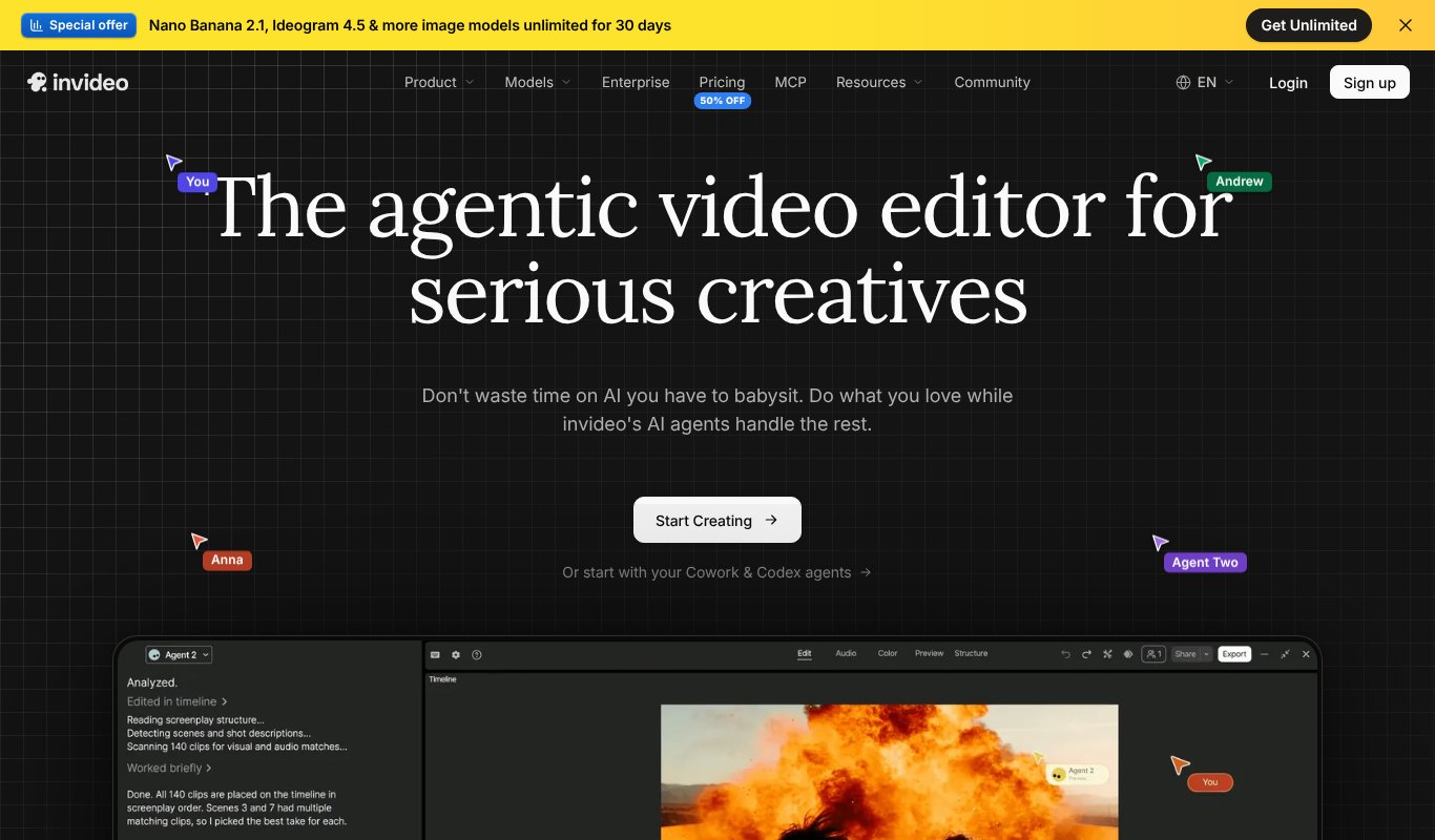 InVideo AI homepage