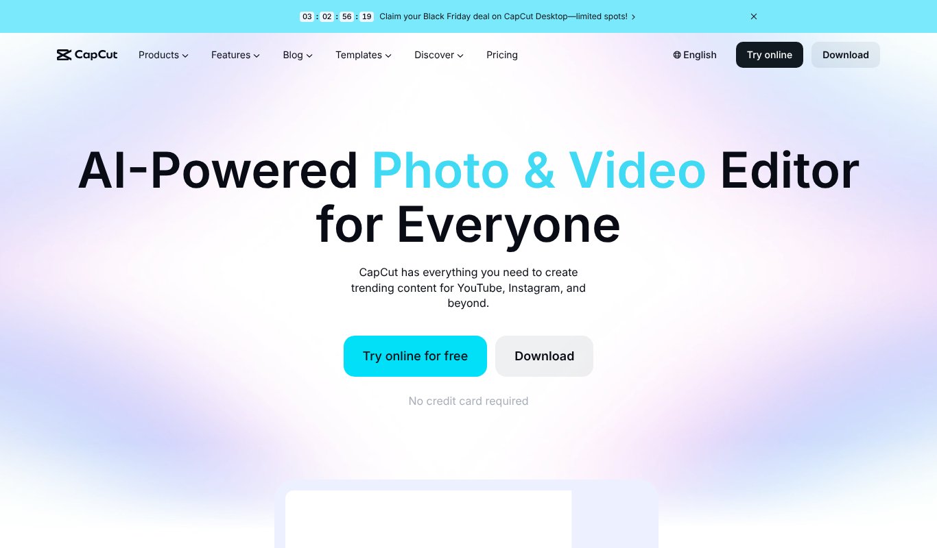 CapCut homepage